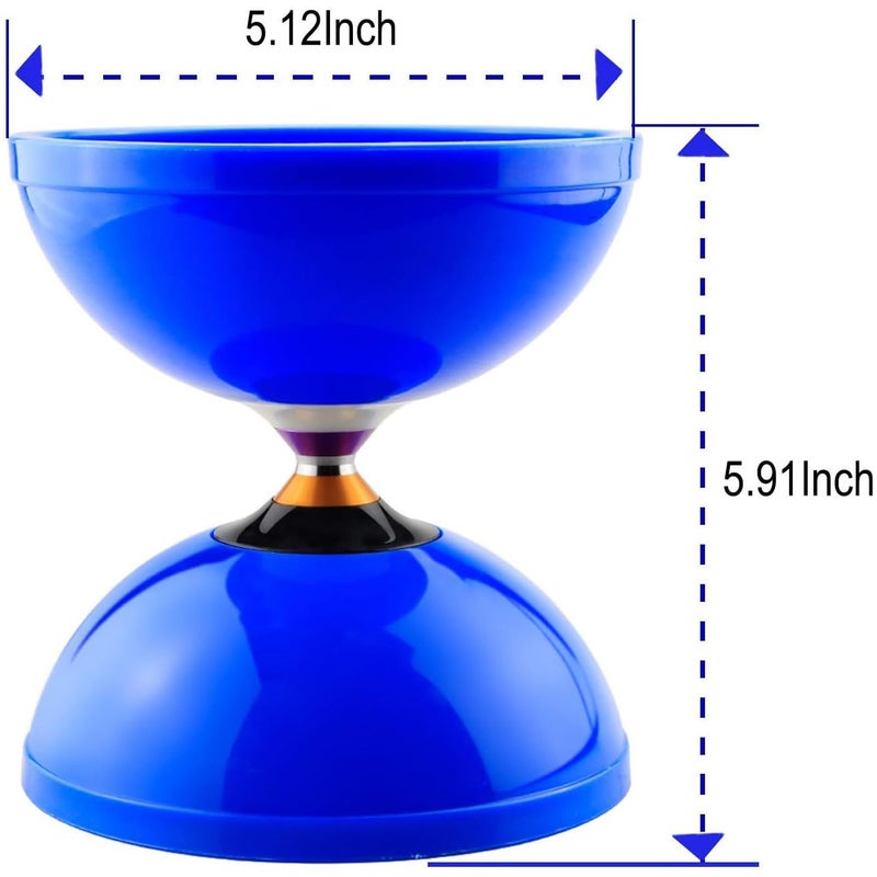 MAGICYOYO Diabolos MD01 Pro Triple Bearings Diabolo Yoyos for Kids Teens Adults, Beginners to Advanced Spinning Juggling Toy, Large 5" Chinese Yoyo Diabolo +2 Pairs Handsticks+Bag+2 Spare Cords, Blue - Image 4